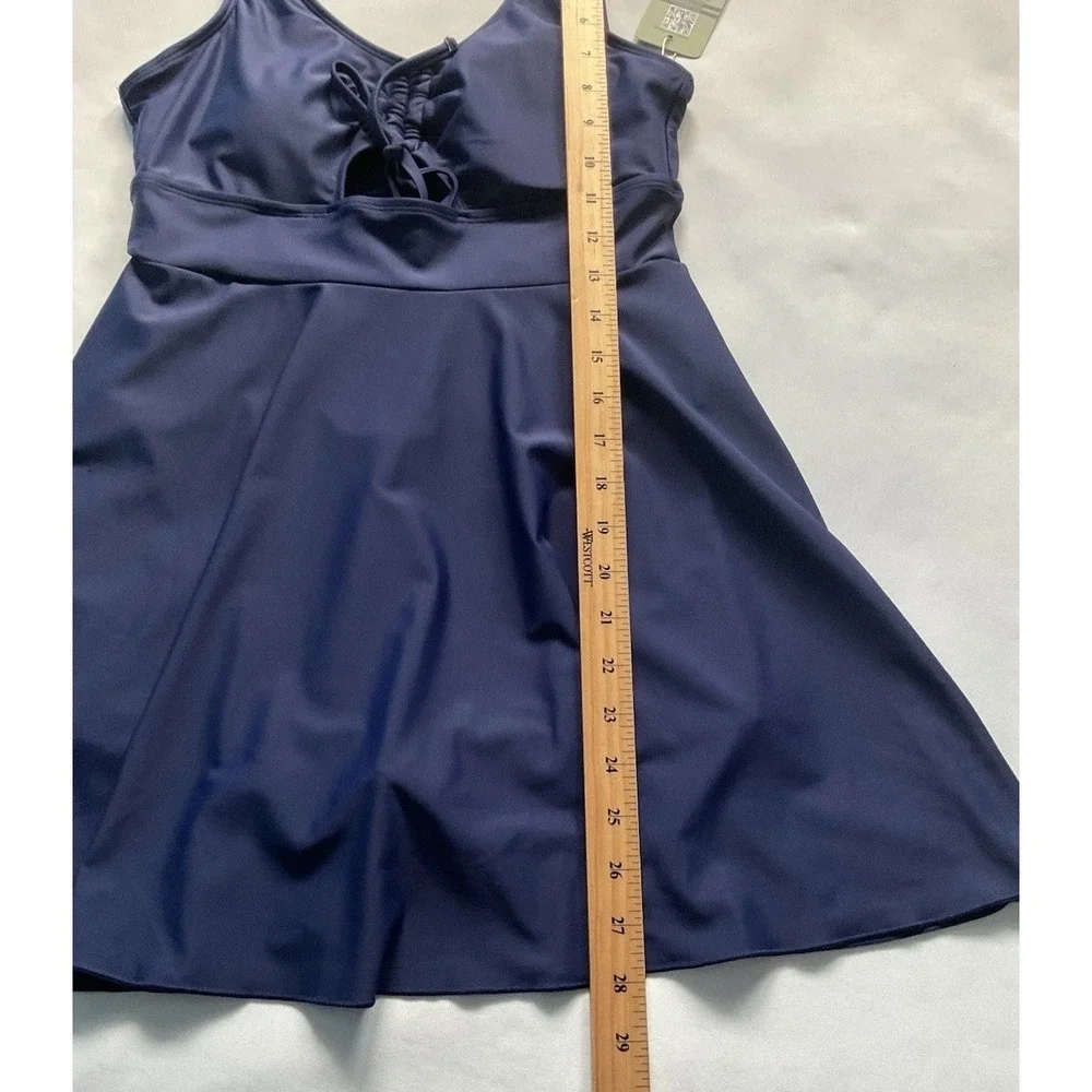 SHEKINI  Women's  One Piece Skirt  Swimsuit Swimdress‎ Size Small Deep Blue